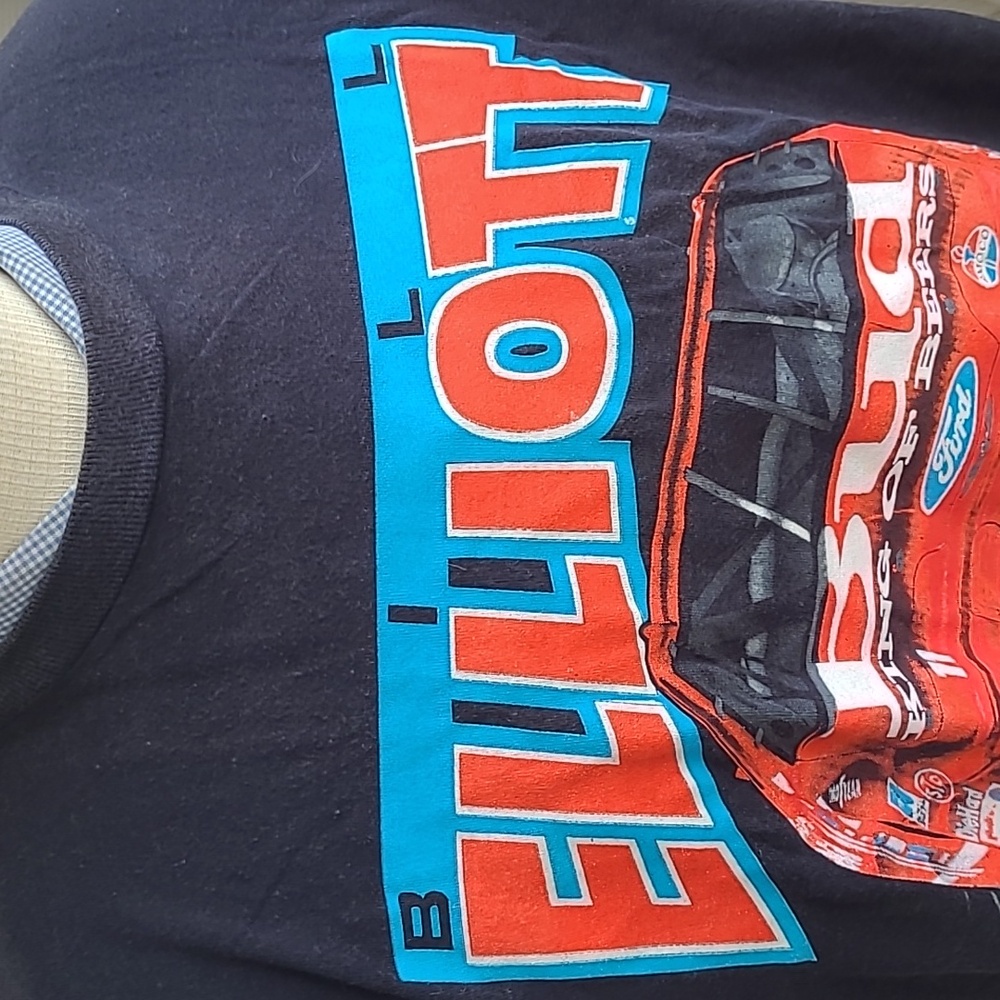 BILL ELLIOT Bud King‎ of Beers Nascar Black Red Cotton Mens T Shirt 2XL VTG 90s - Picture 6 of 9